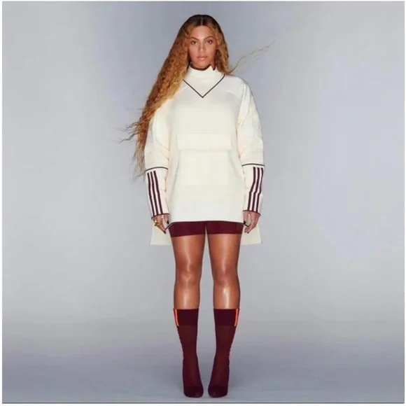 ADIDAS x IVY PARK BEYONCÉ Original Pullover Sweatshirt Ecru Tint Maroon - Picture 2 of 12